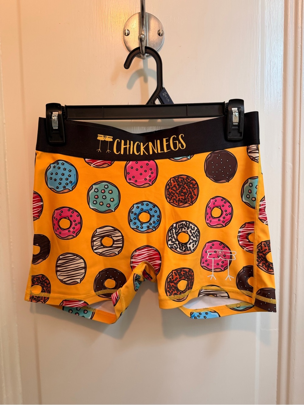 Chicknlegs Women’s Yellow Donut Print Bike Shorts